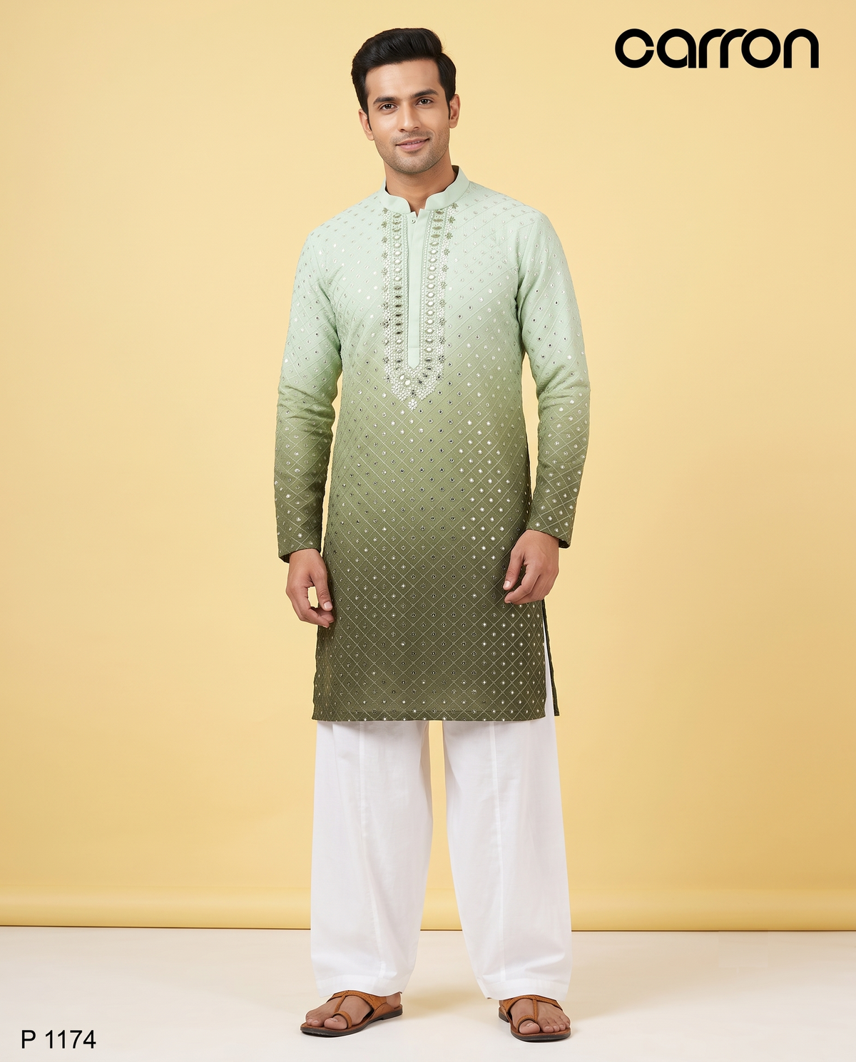 Pista & Green Colour Kurta Set(ME-MKUS_P 1174)