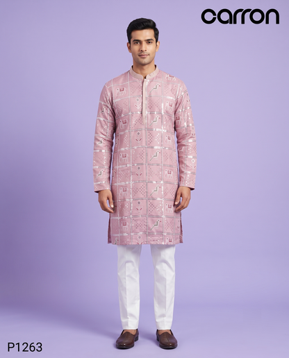 Onion Pink Colour Kurta Set(ME-MKUS_P 1263)