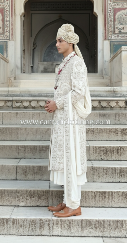 Ivory Colour Sherwani(ME-MSRW_YUS YDL)