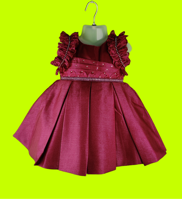 Wine Colour Party Frock(GE-GFRP_176)