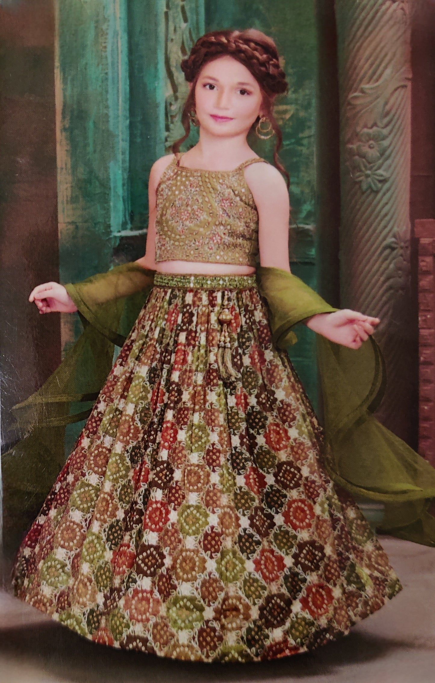 Green Colour Ghaghra Choli(GE-GGHC_5174)