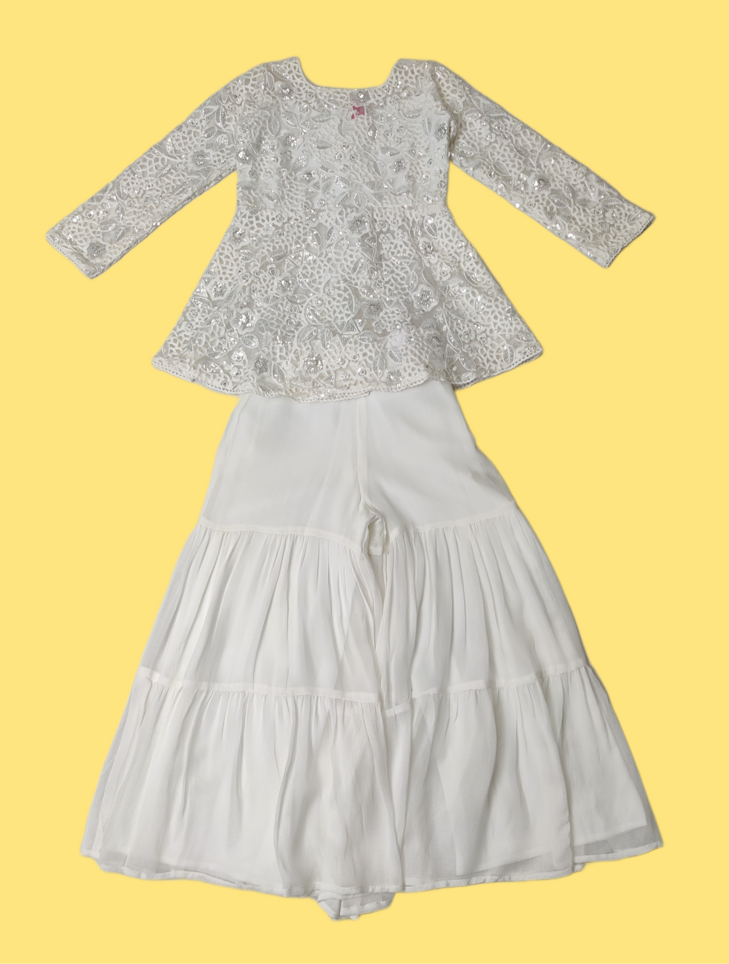 White Colour Gharara Set(GE-GGHS_4548)