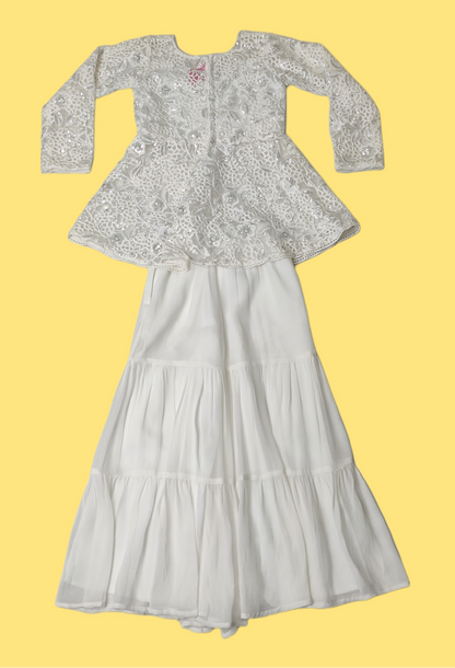 White Colour Gharara Set(GE-GGHS_4548)