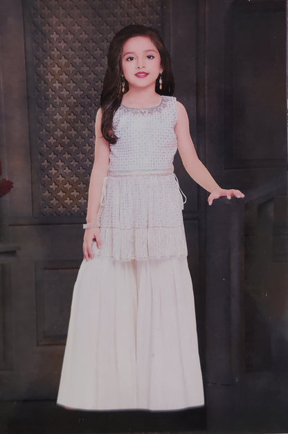 Cream Colour Gharara Set(GE-GGHC_1584)