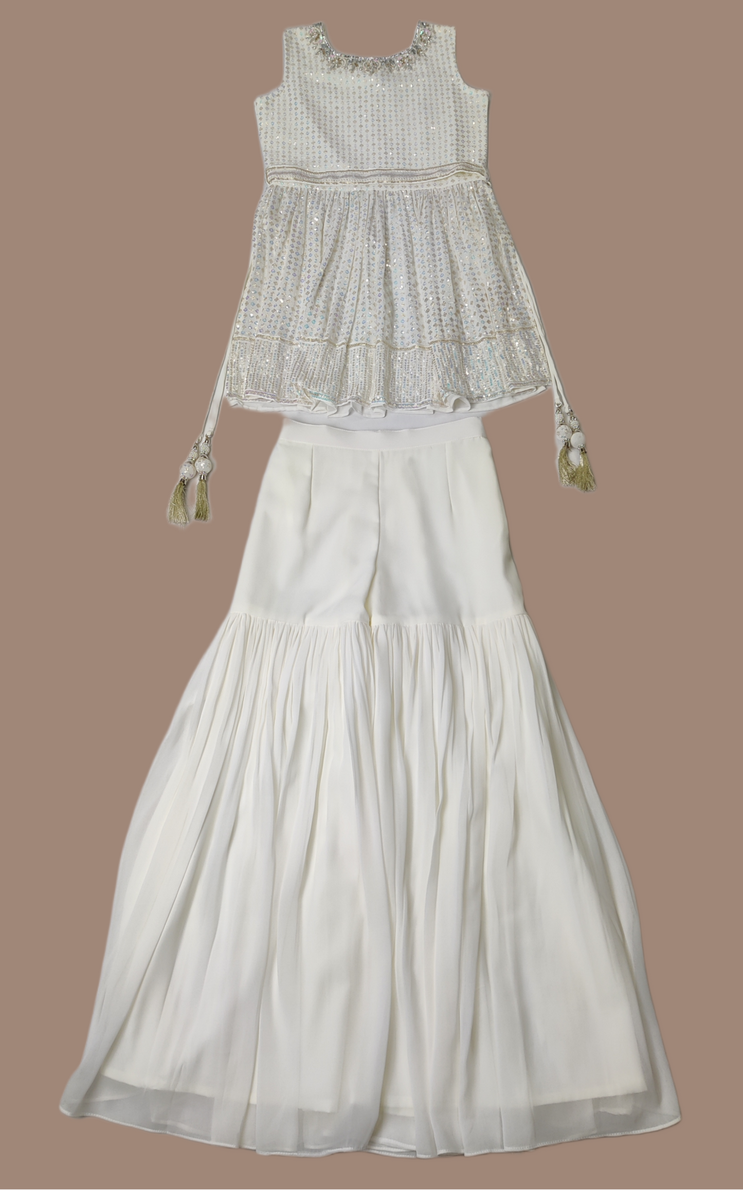 Cream Colour Gharara Set(GE-GGHC_1584)