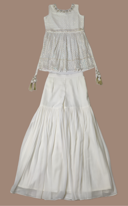 Cream Colour Gharara Set(GE-GGHC_1584)