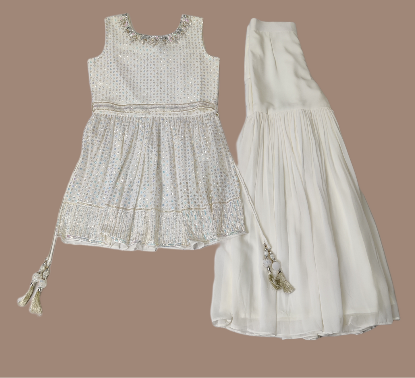 Cream Colour Gharara Set(GE-GGHC_1584)