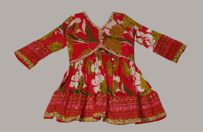 Tomato Colour Gharara Set(GE-GGHS_744)