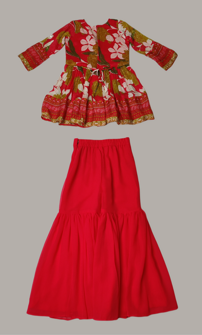 Tomato Colour Gharara Set(GE-GGHS_744)
