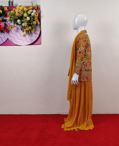 Gold Colour Plazo Set(GE-GPZS_2249)