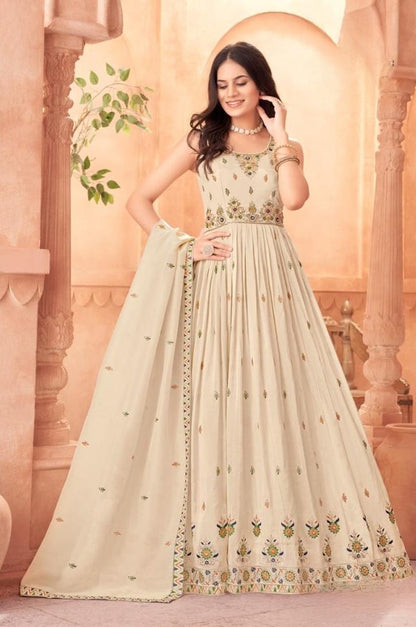 Cream Colour Anarkali(LE-WANK_2938)