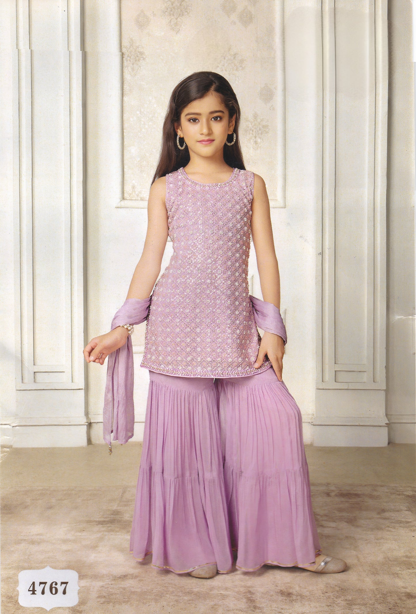 Lavender Colour Gharara Set(GE-GGHS_4767)