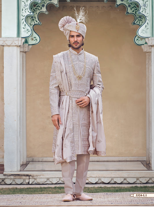 Soft Beige Colour Sherwani(ME-MSRW_3324)