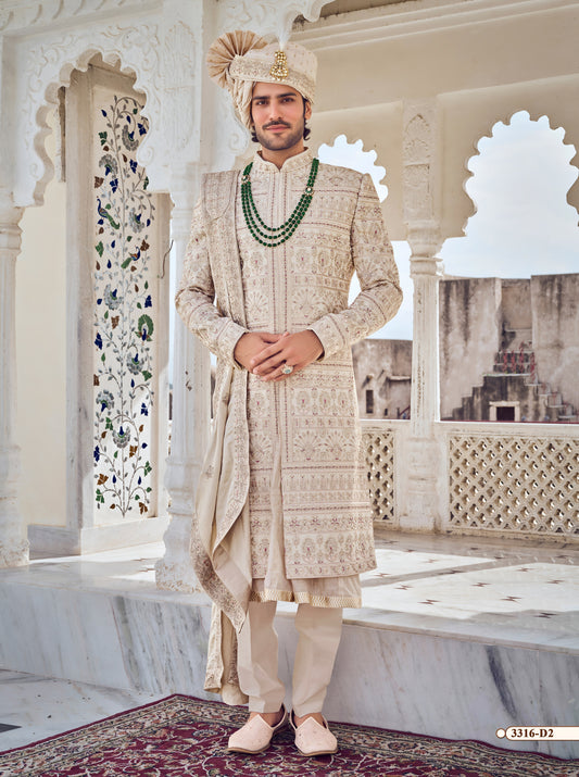 Ivory Colour Sherwani(ME-MSRW_3316)