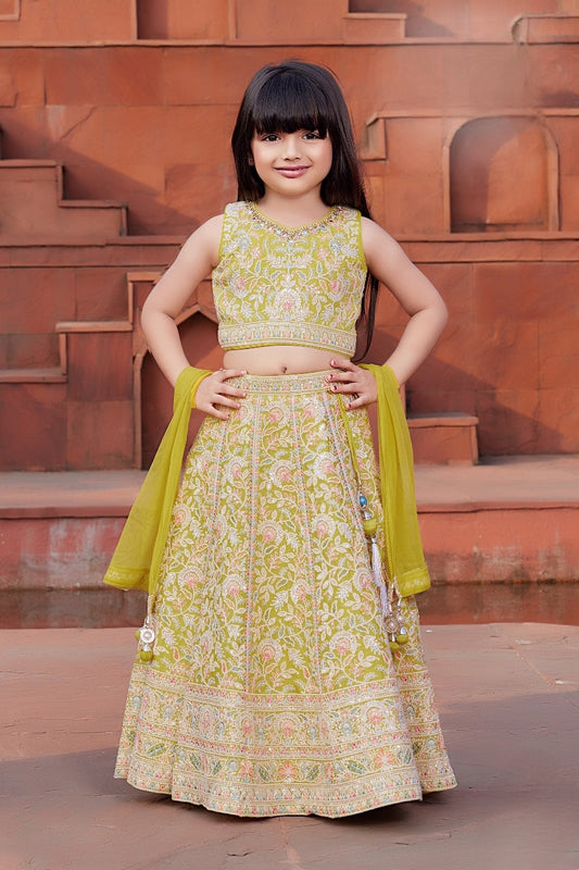 Lime Colour Ghaghra Choli(GE-GGHC_1335)