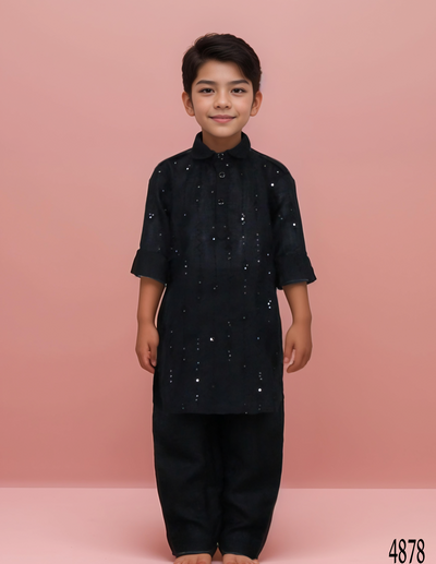 Black Colour Pathani Kurta Set(BE-BPTH_4878)