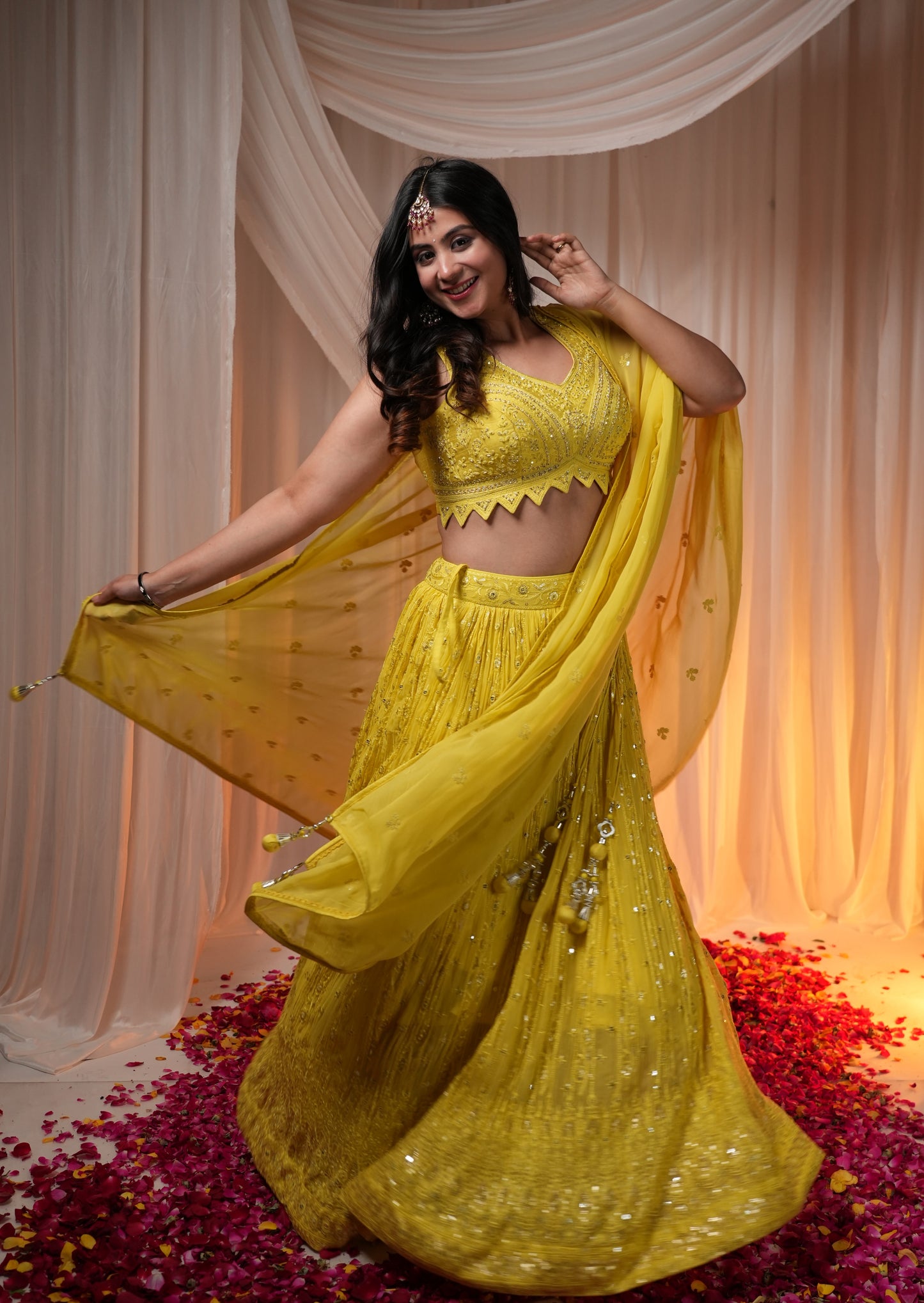 Yellow Colour Ghaghra Choli(LE-WGHC_3743)