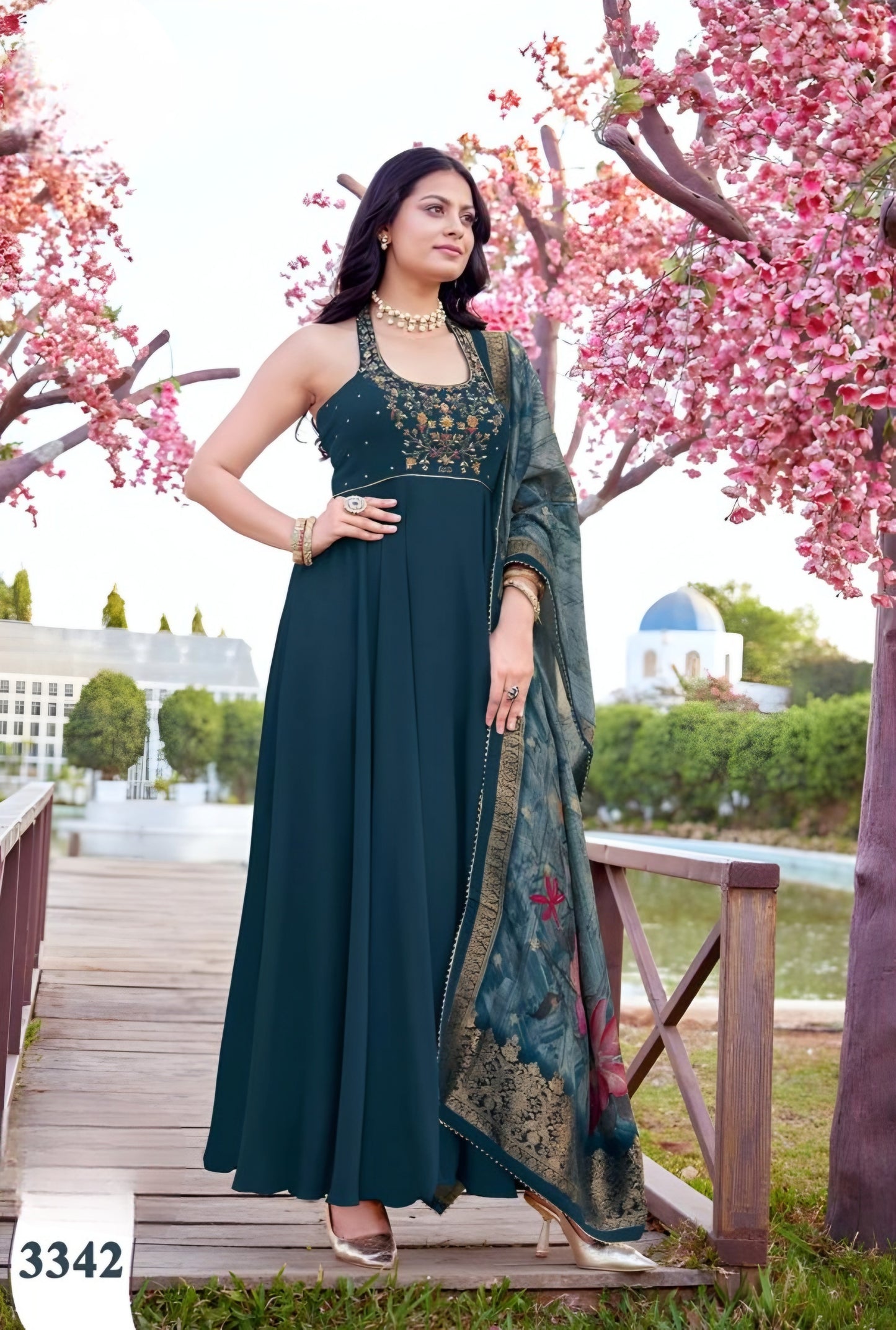 Teal Green Colour Anarkali(LE-WANK_3342)