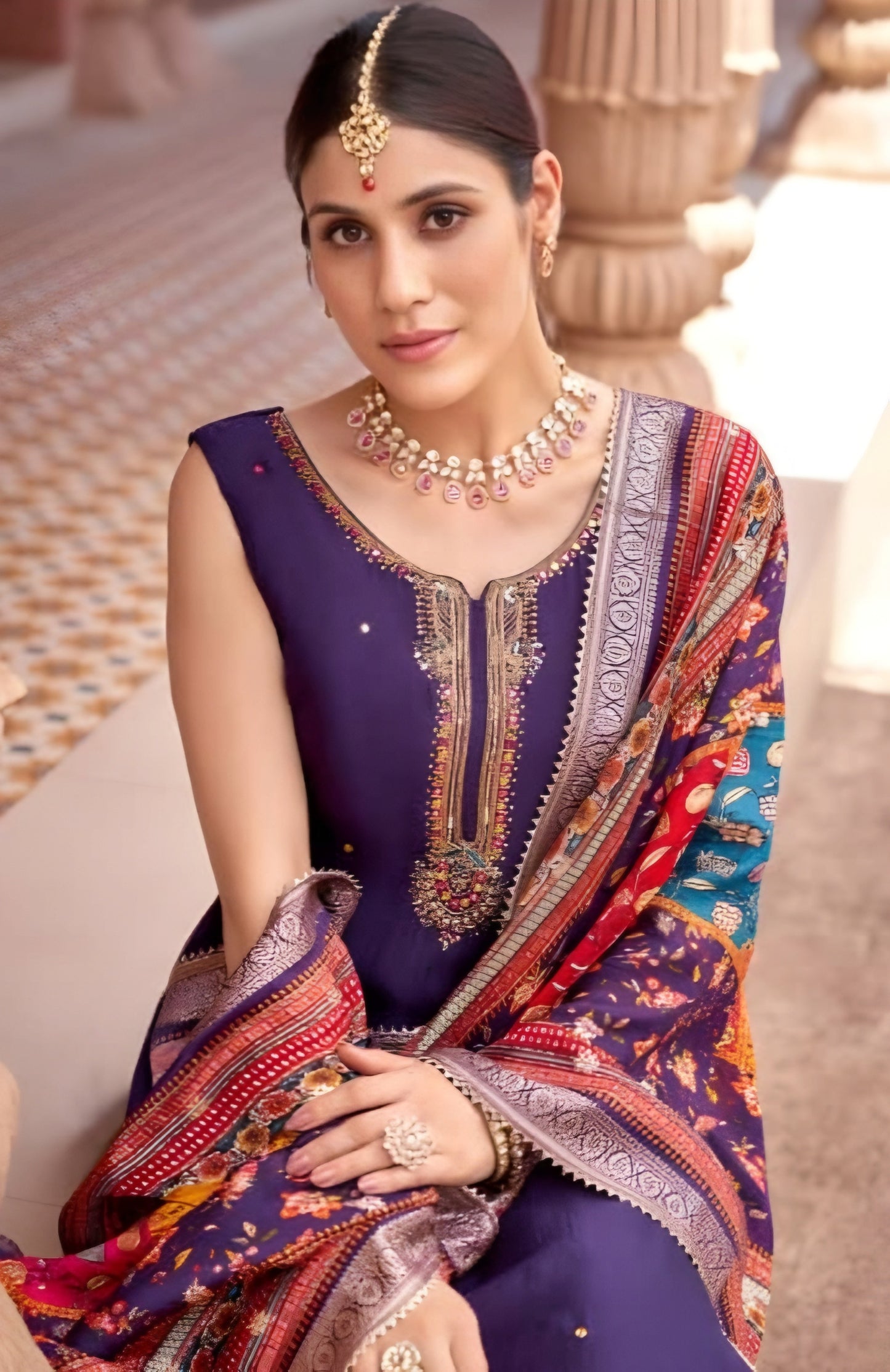 Purple Colour Pant Set(LE-WPNS_3268)