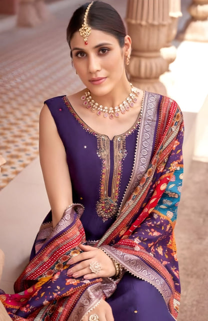 Purple Colour Pant Set(LE-WPNS_3268)