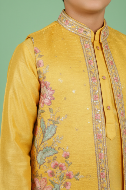 Gold Colour Jacket Kurta Set(BE-BBUS_1344)