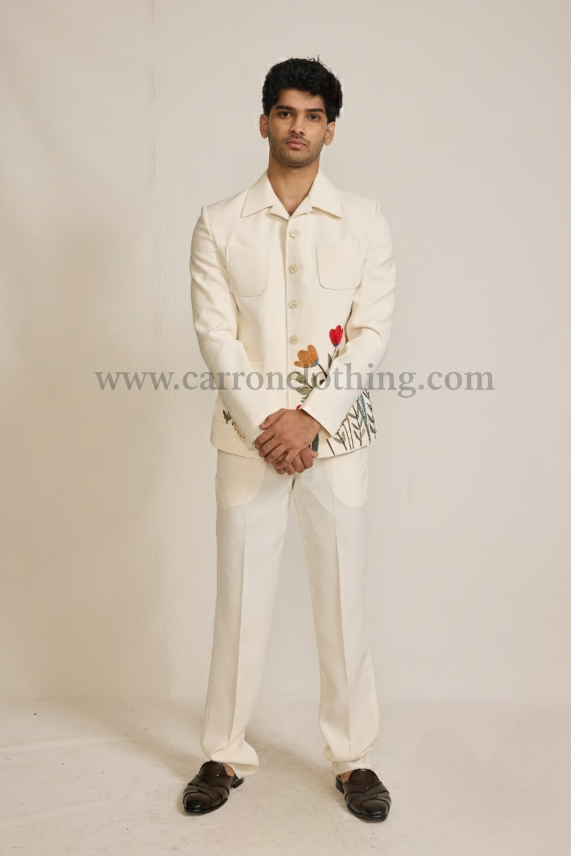 Cream Colour Bomber Jacket(ME-MINW_4589.1852.7)