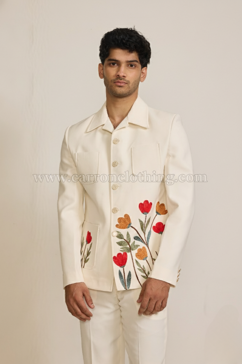 Cream Colour Bomber Jacket(ME-MINW_4589.1852.7)