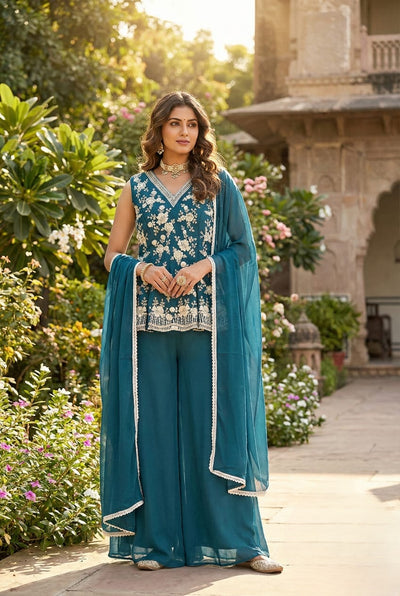 Firozi Colour Plazo Set(LE-WPZS_3400)