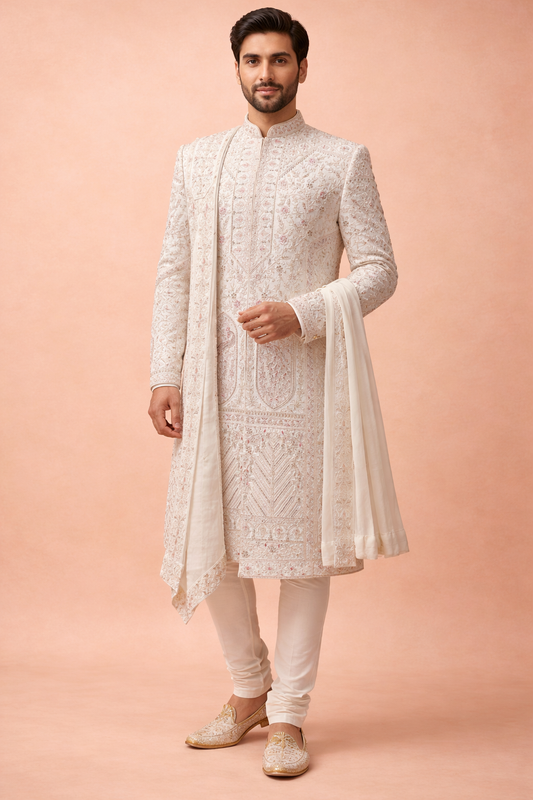 Cream Colour Sherwani(ME-MSRW_MZ 4642  W 1)