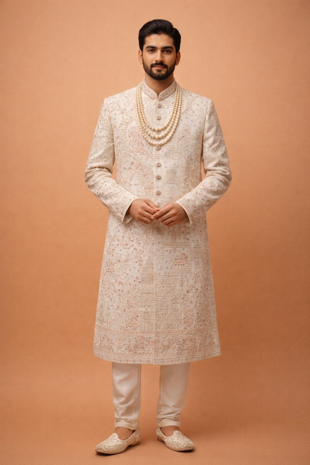 Cream Colour Sherwani(ME-MSRW_7317)