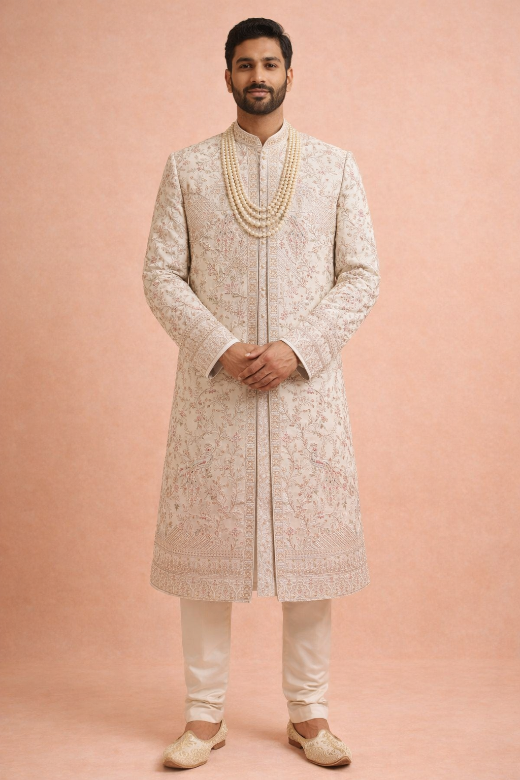 Ivory Colour Sherwani(ME-MSRW_MZ5123 A 1)