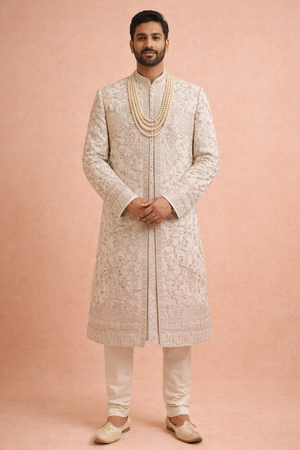 Ivory Colour Sherwani(ME-MSRW_MZ5123 A 1)