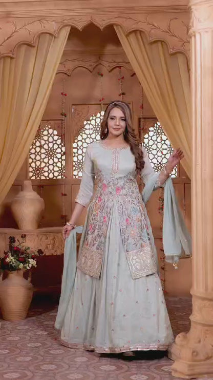 Green Colour Ghaghra Choli(LE-WGHC_831)