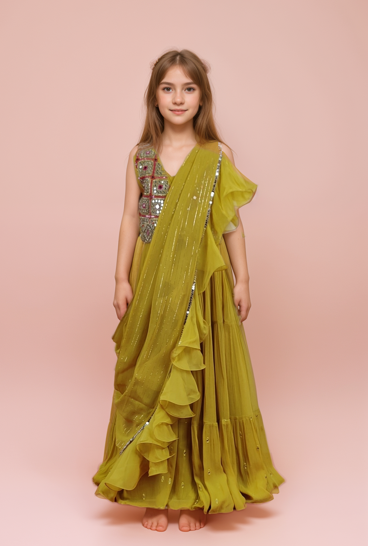 Olive Green Colour Ghaghra Choli(GE-GGHC_2024)